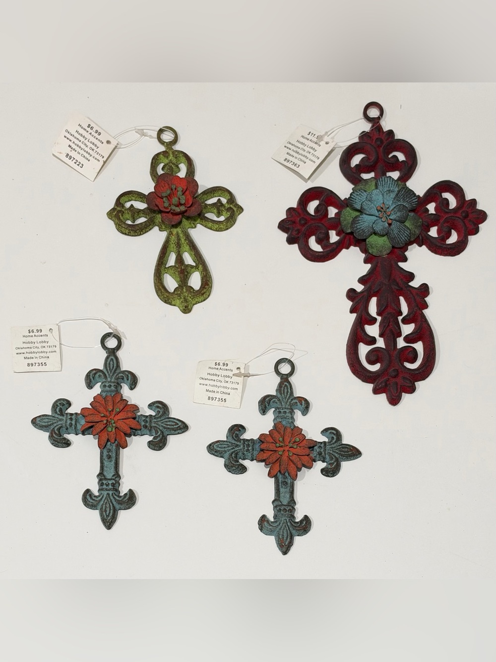 4 Hobby Lobby decorative cast iron crosses